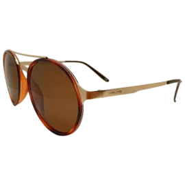 NoorShade Brown-Black Dashes Round Sunglasses with brown frame, black accents, and UV400 lenses by Nazret Noor.
